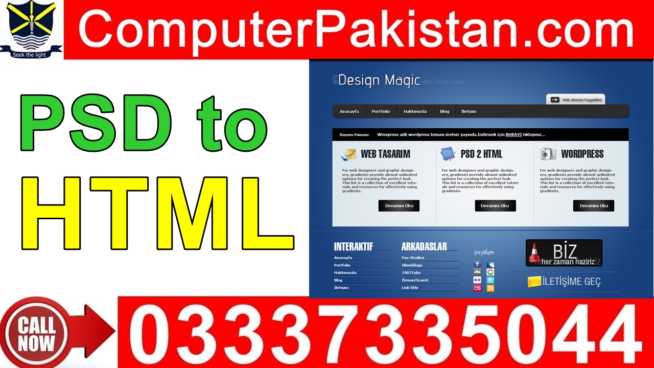 PSD to HTML Conversion in Urdu